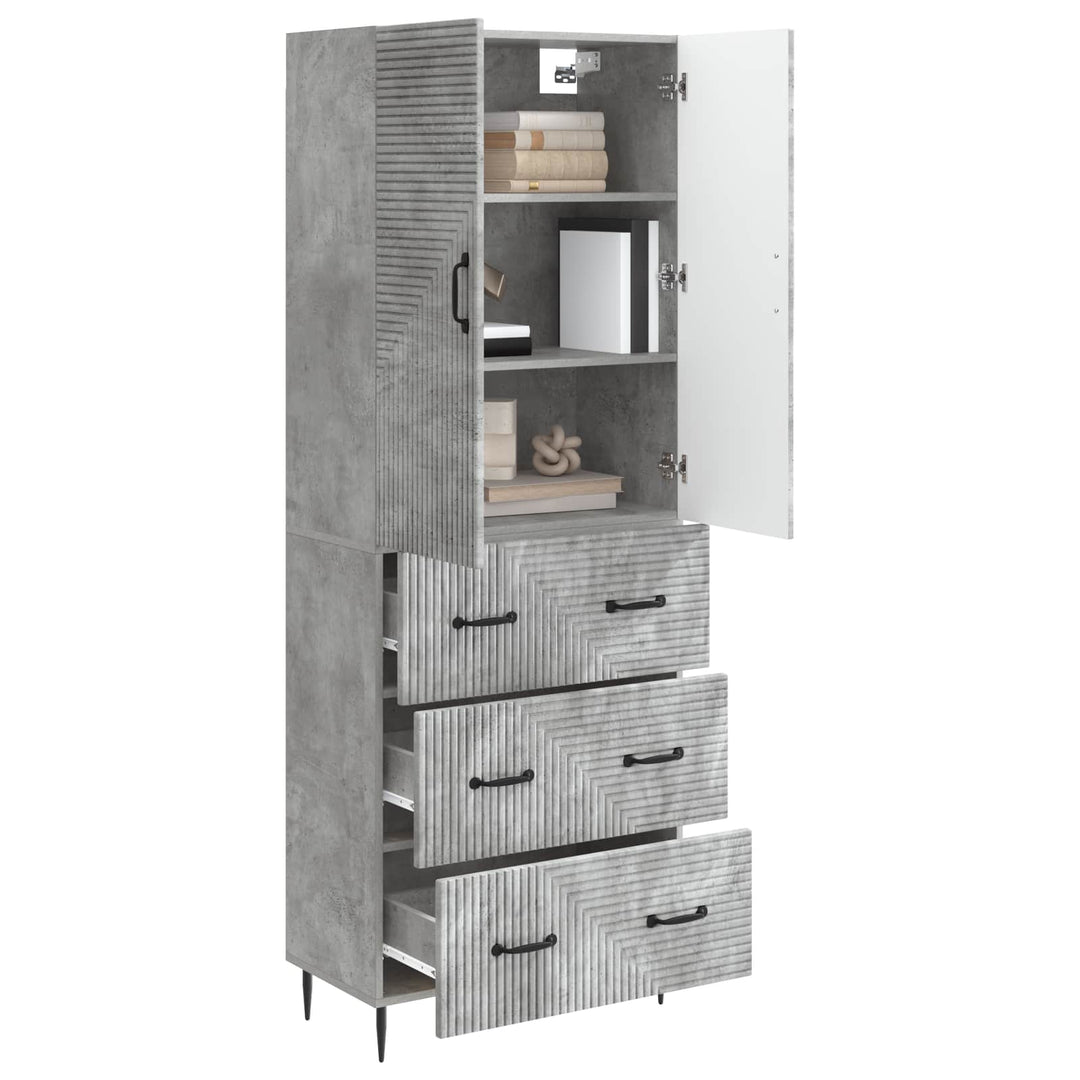 Skab Sæt 2 pcs Betongrå 66 x 34,5 x 90 cm Konstrueret træ