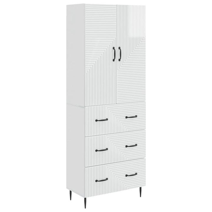 Skab Sæt 2 pcs Hvid højglans 66 x 34,5 x 90 cm Konstrueret træ
