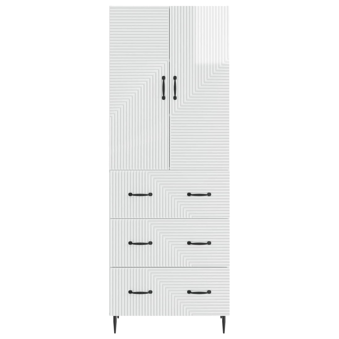 Skab Sæt 2 pcs Hvid højglans 66 x 34,5 x 90 cm Konstrueret træ