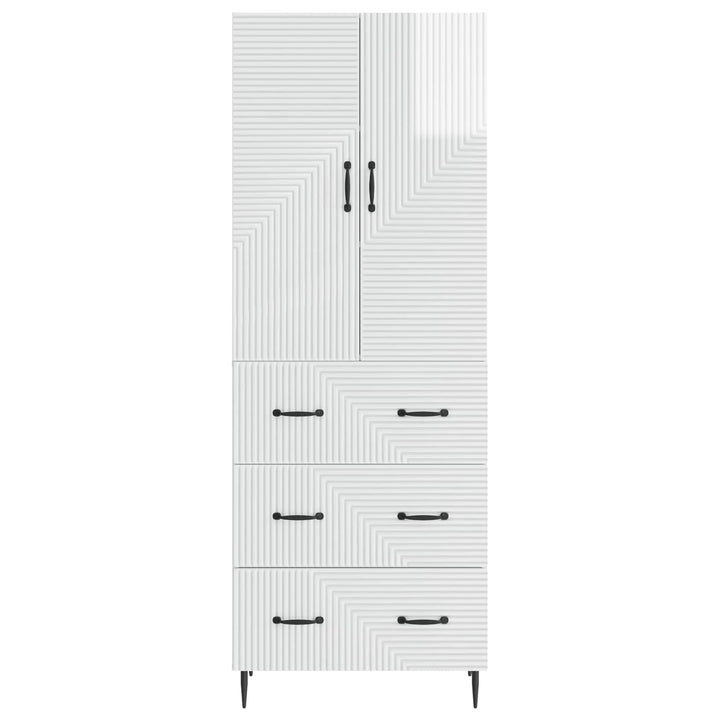 Skab Sæt 2 pcs Hvid højglans 66 x 34,5 x 90 cm Konstrueret træ