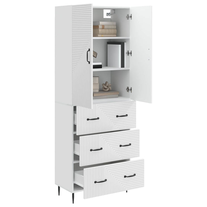 Skab Sæt 2 pcs Hvid højglans 66 x 34,5 x 90 cm Konstrueret træ
