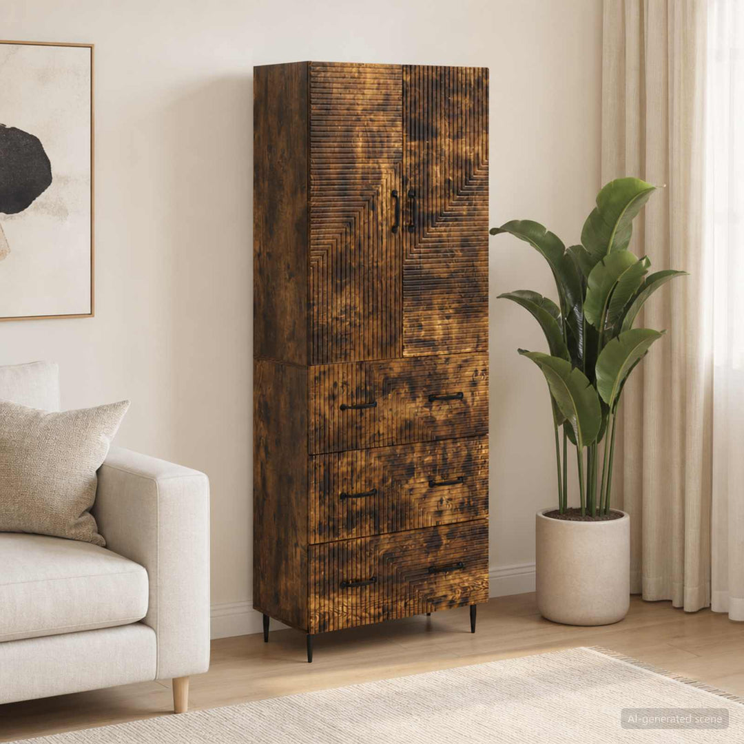 Skab Sæt 2 pcs Røget eg 66 x 34,5 x 90 cm Konstrueret træ