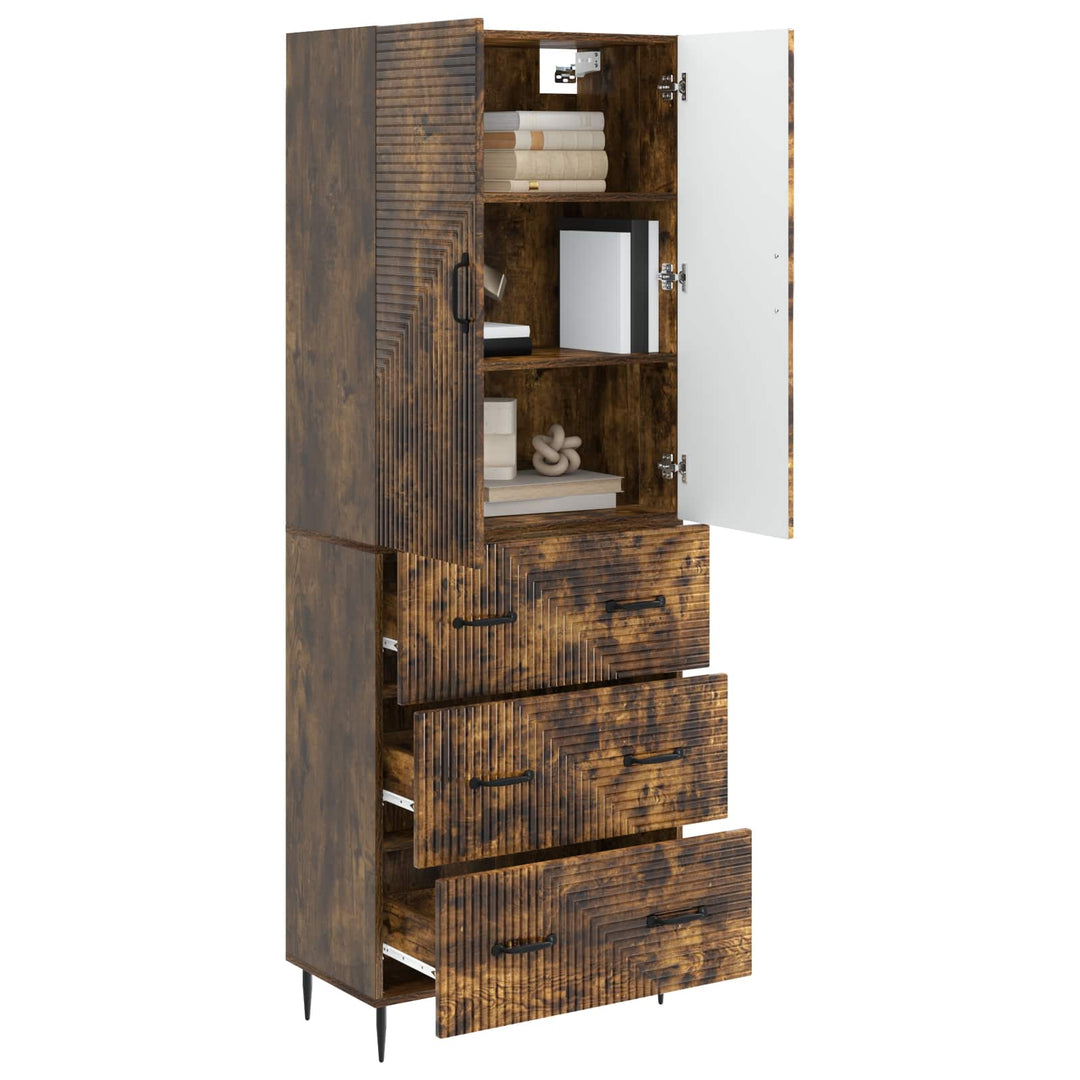 Skab Sæt 2 pcs Røget eg 66 x 34,5 x 90 cm Konstrueret træ