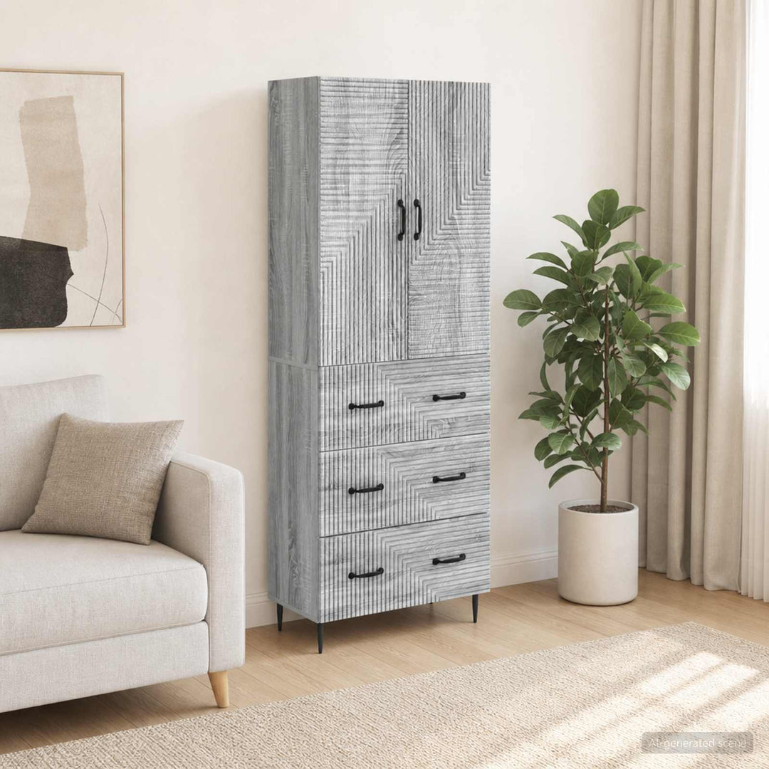 Skab Sæt 2 pcs Grå Sonoma 66 x 34,5 x 90 cm Konstrueret træ