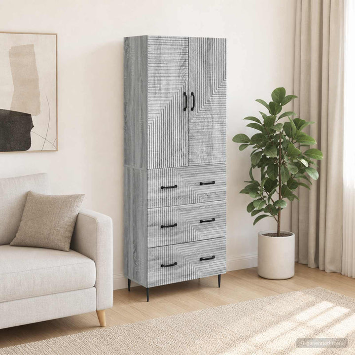 Skab Sæt 2 pcs Grå Sonoma 66 x 34,5 x 90 cm Konstrueret træ