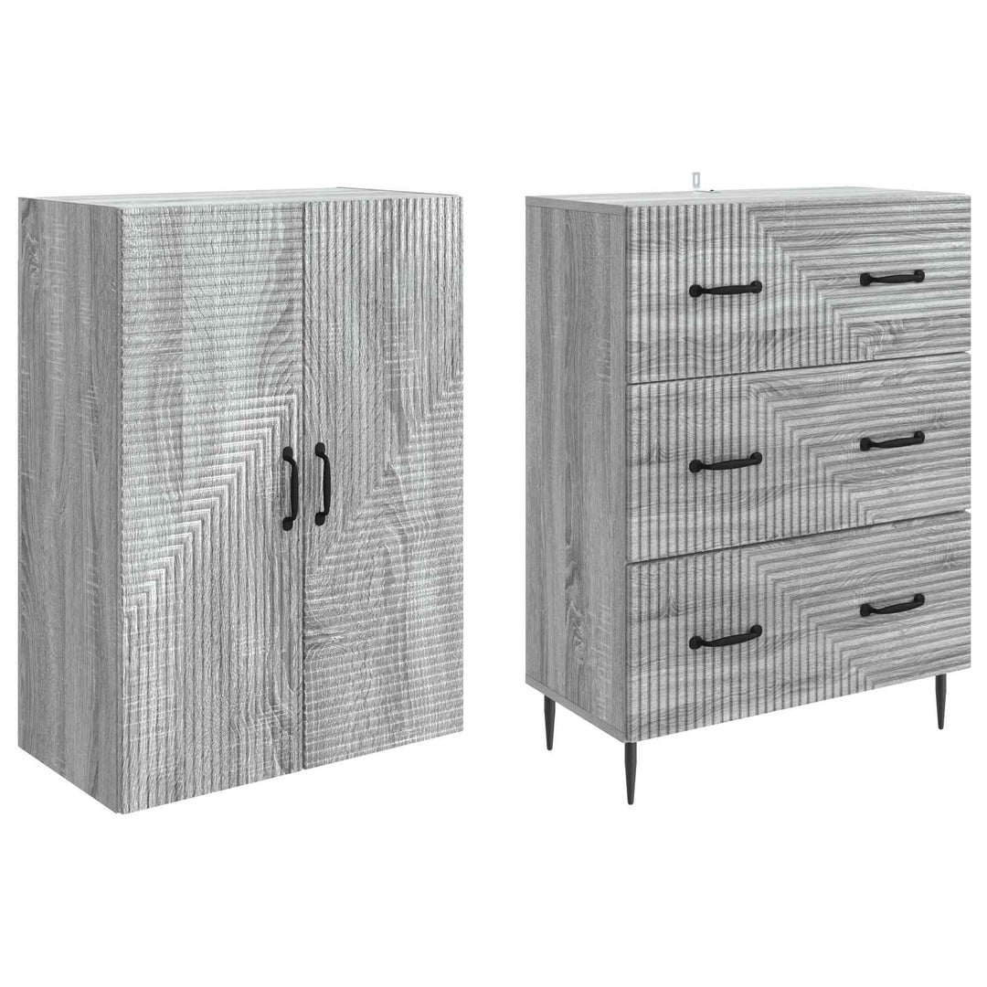 Skab Sæt 2 pcs Grå Sonoma 66 x 34,5 x 90 cm Konstrueret træ