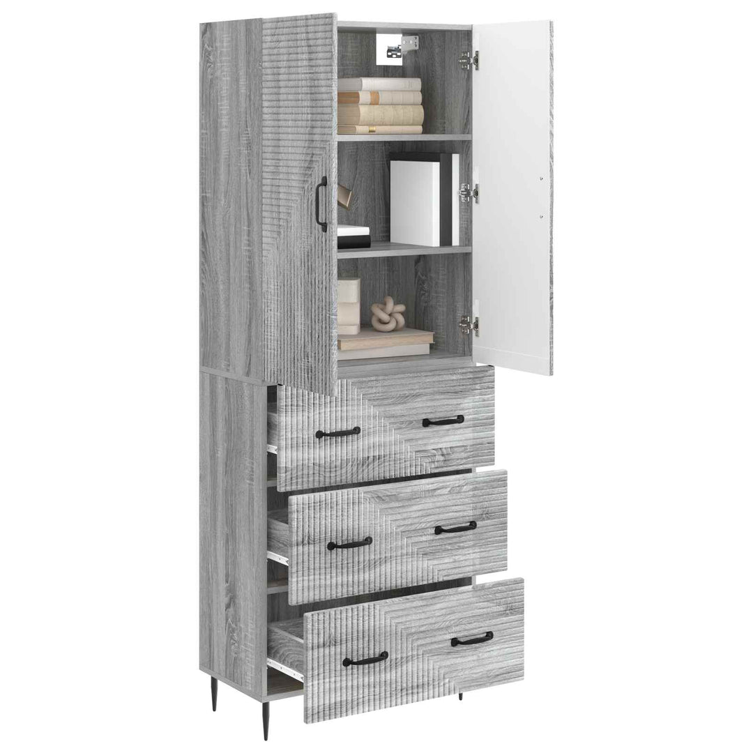Skab Sæt 2 pcs Grå Sonoma 66 x 34,5 x 90 cm Konstrueret træ