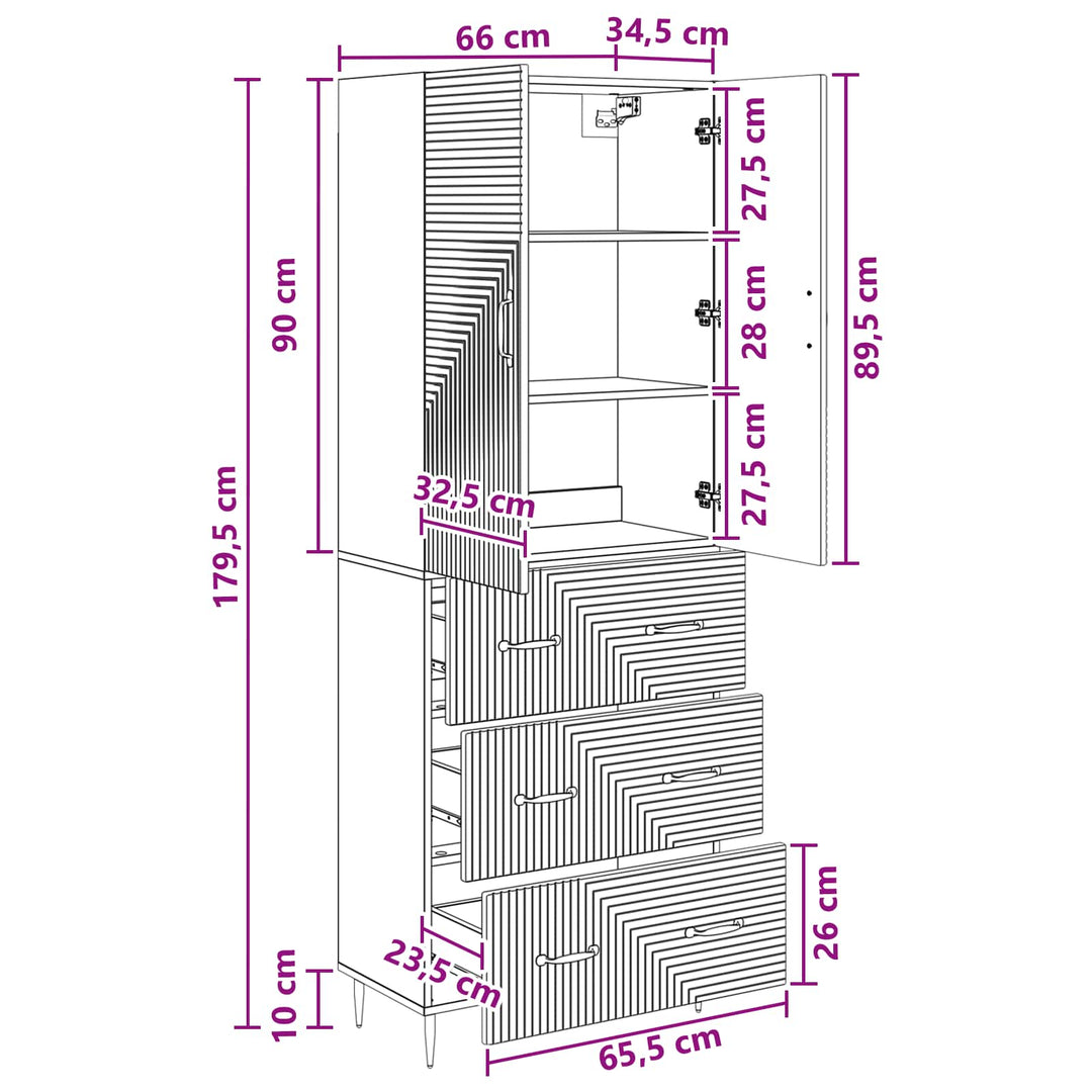 Skab Sæt 2 pcs Grå Sonoma 66 x 34,5 x 90 cm Konstrueret træ