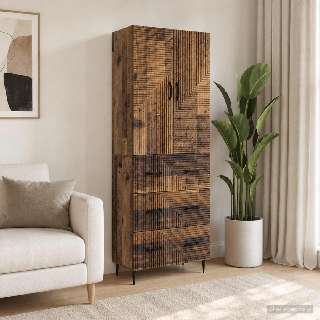 Skab Sæt 2 pcs Gammelt træ 66 x 34,5 x 90 cm Konstrueret træ