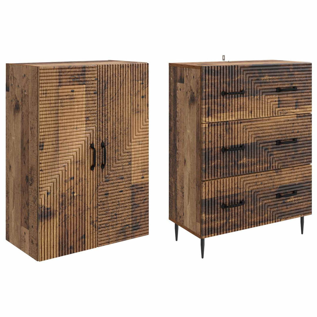 Skab Sæt 2 pcs Gammelt træ 66 x 34,5 x 90 cm Konstrueret træ