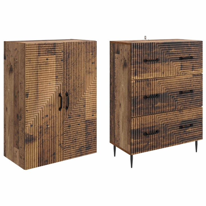Skab Sæt 2 pcs Gammelt træ 66 x 34,5 x 90 cm Konstrueret træ