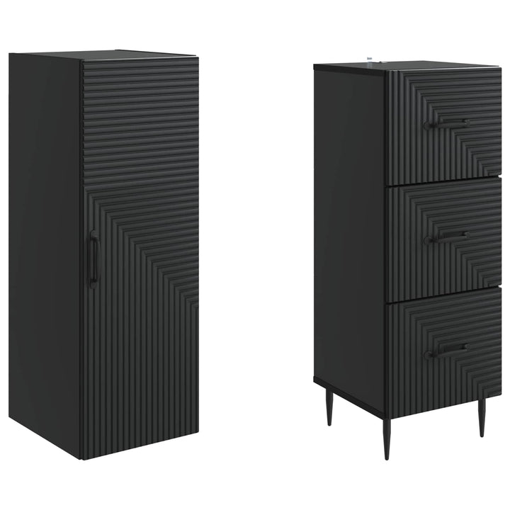 Skab Sæt 2 pcs Sort 33 x 34,5 x 90 cm Konstrueret træ