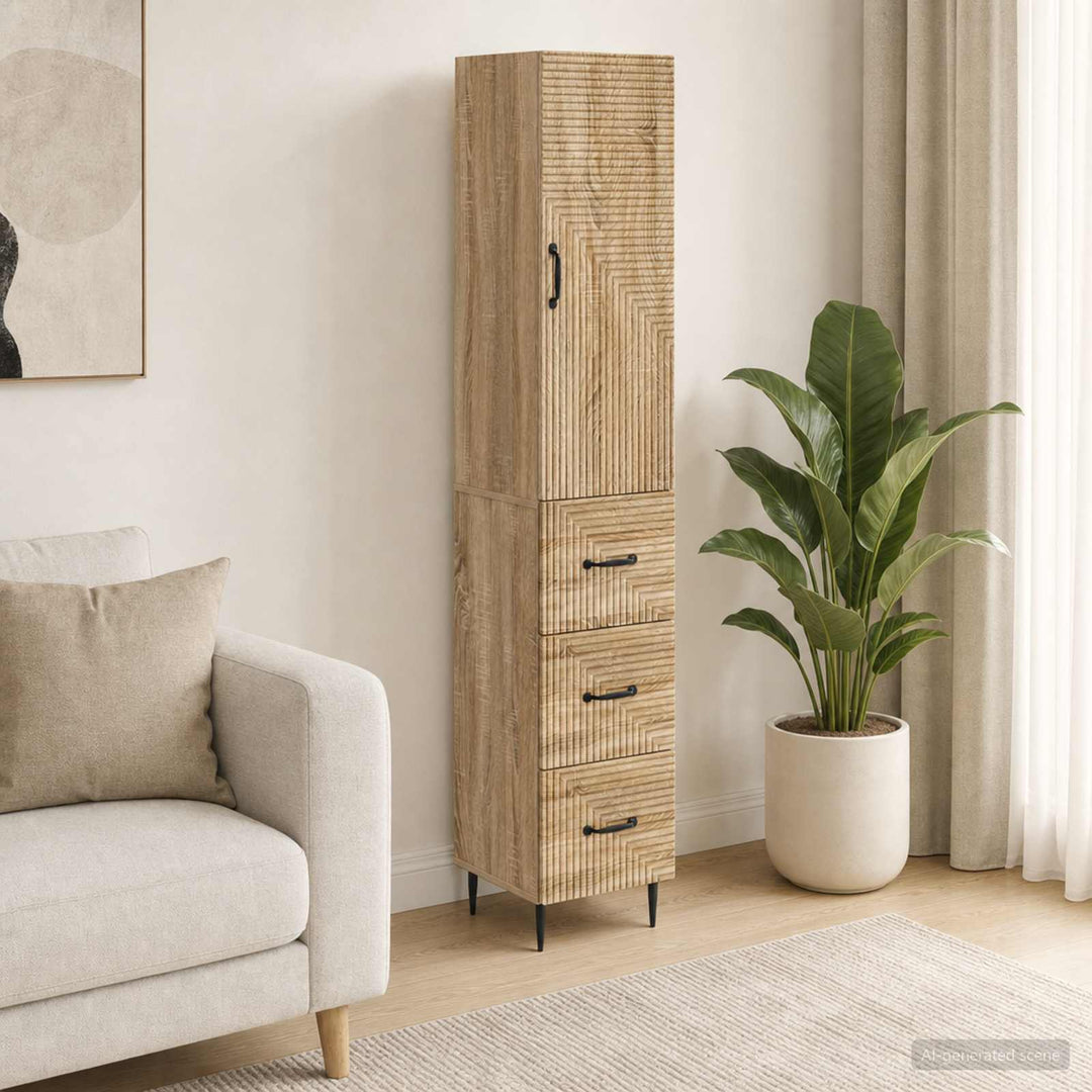 Skab Sæt 2 pcs Sonoma-eg 33 x 34,5 x 90 cm Konstrueret træ