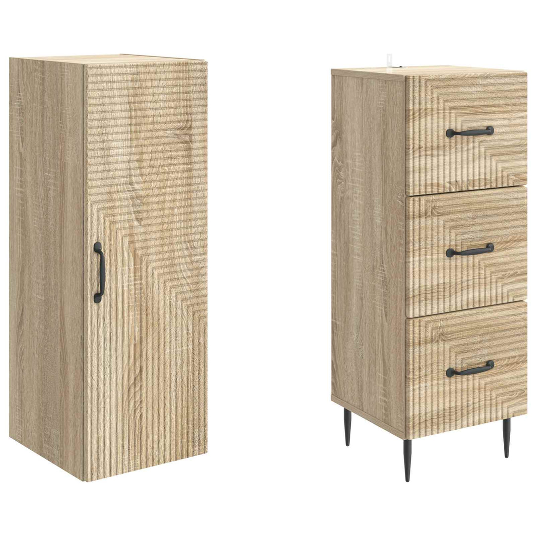 Skab Sæt 2 pcs Sonoma-eg 33 x 34,5 x 90 cm Konstrueret træ