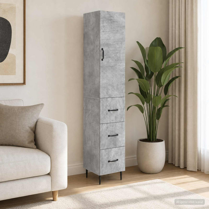 Skab Sæt 2 pcs Betongrå 33 x 34,5 x 90 cm Konstrueret træ