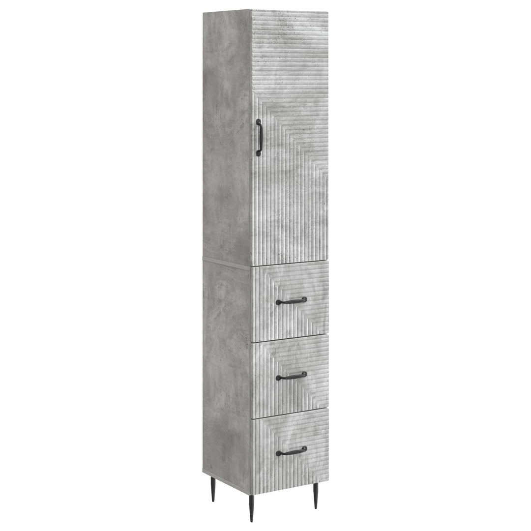 Skab Sæt 2 pcs Betongrå 33 x 34,5 x 90 cm Konstrueret træ