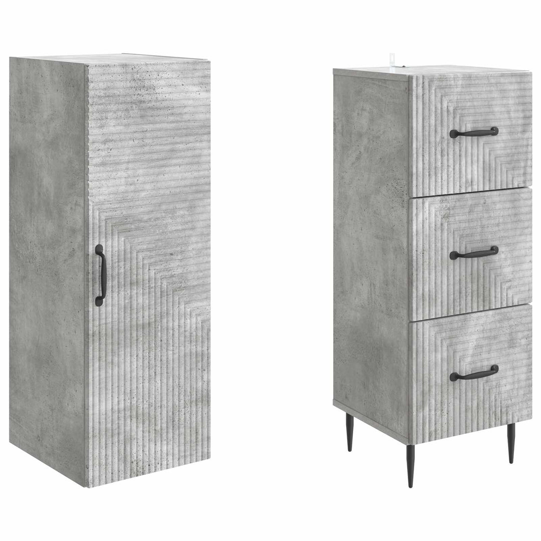 Skab Sæt 2 pcs Betongrå 33 x 34,5 x 90 cm Konstrueret træ