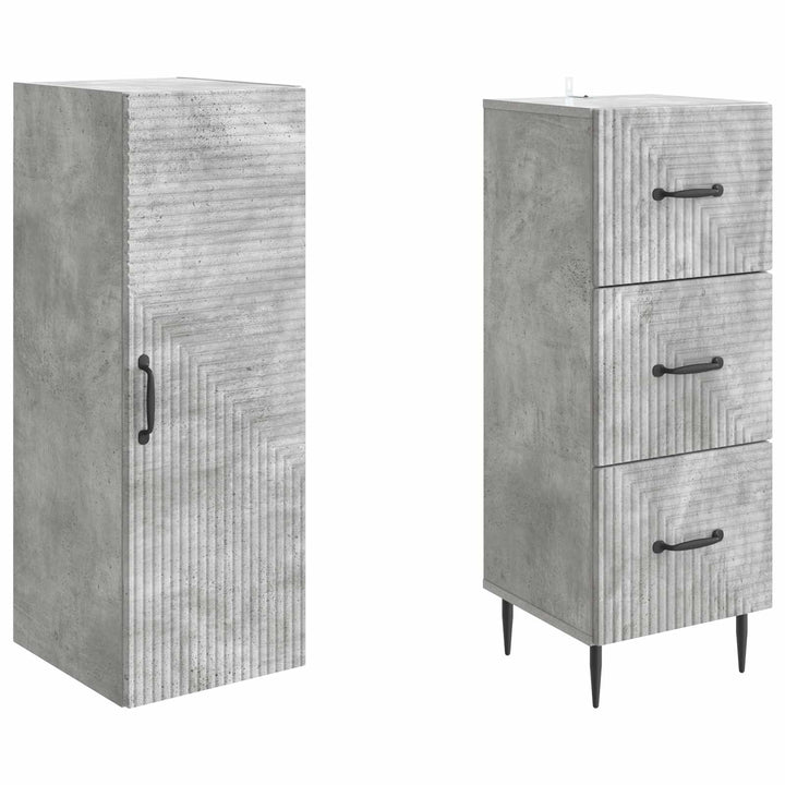 Skab Sæt 2 pcs Betongrå 33 x 34,5 x 90 cm Konstrueret træ