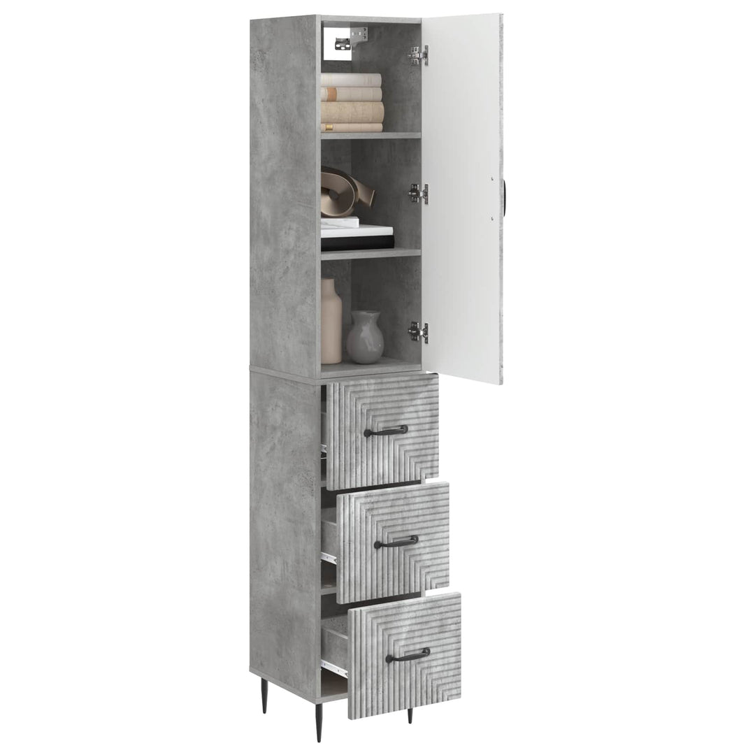 Skab Sæt 2 pcs Betongrå 33 x 34,5 x 90 cm Konstrueret træ