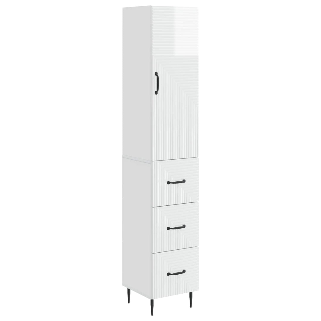 Skab Sæt 2 pcs Hvid højglans 33 x 34,5 x 90 cm Konstrueret træ