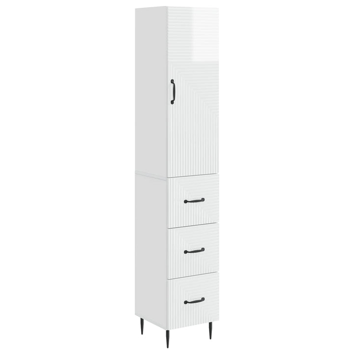 Skab Sæt 2 pcs Hvid højglans 33 x 34,5 x 90 cm Konstrueret træ