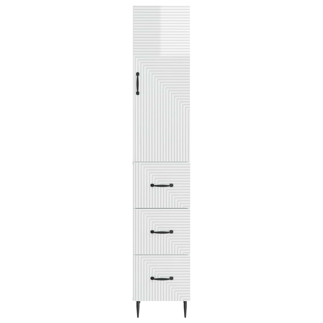 Skab Sæt 2 pcs Hvid højglans 33 x 34,5 x 90 cm Konstrueret træ
