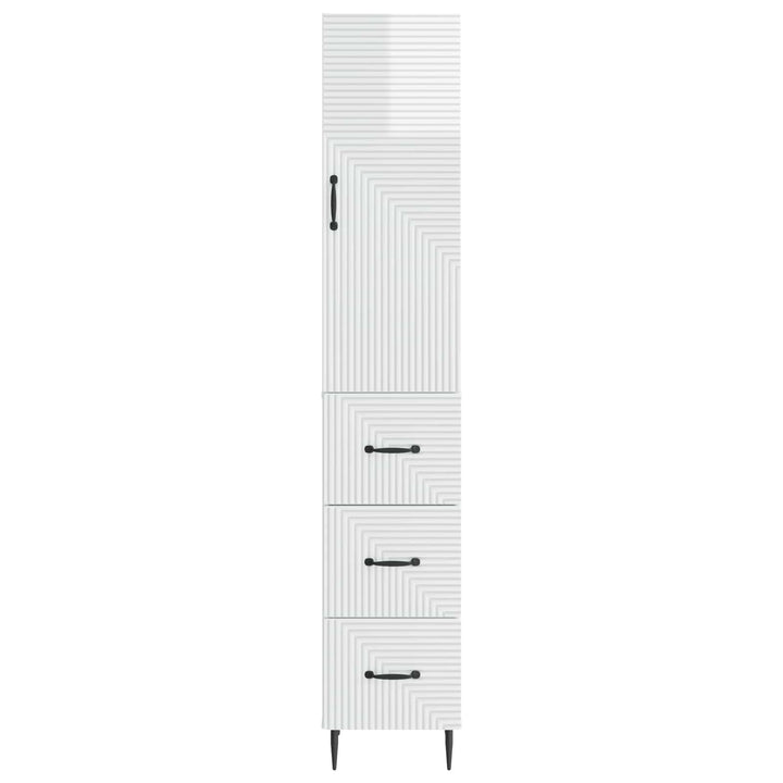Skab Sæt 2 pcs Hvid højglans 33 x 34,5 x 90 cm Konstrueret træ