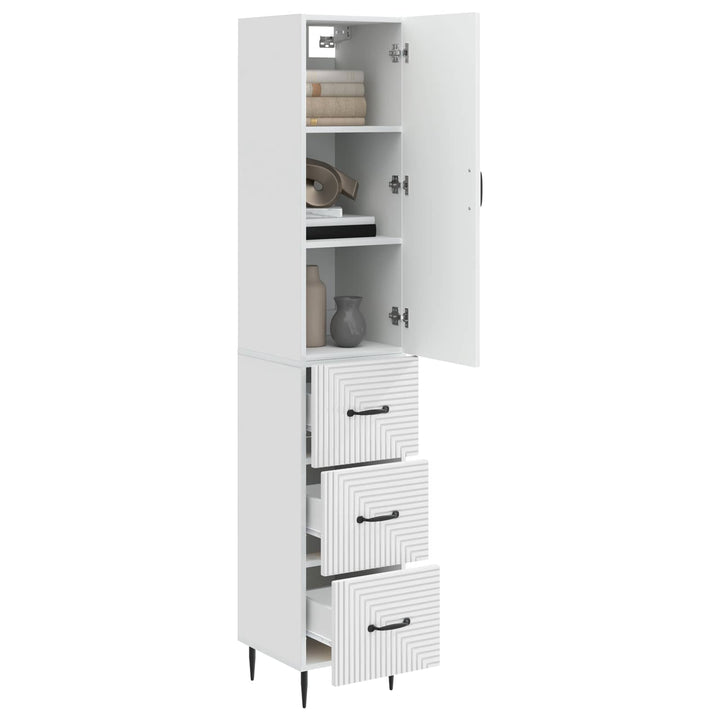 Skab Sæt 2 pcs Hvid højglans 33 x 34,5 x 90 cm Konstrueret træ