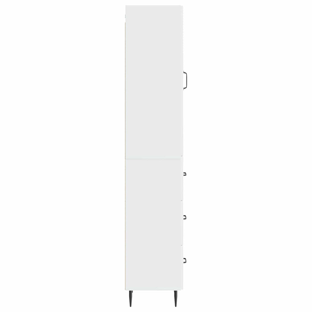 Skab Sæt 2 pcs Hvid højglans 33 x 34,5 x 90 cm Konstrueret træ