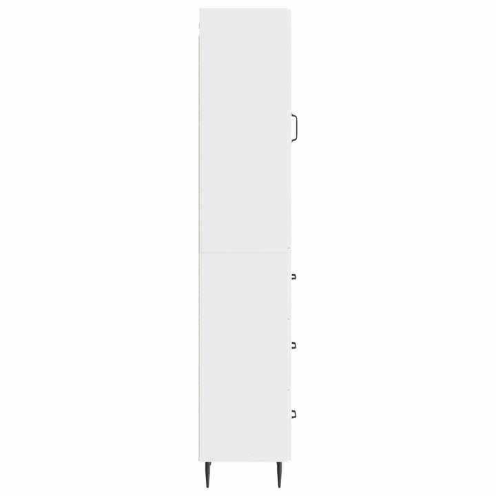 Skab Sæt 2 pcs Hvid højglans 33 x 34,5 x 90 cm Konstrueret træ