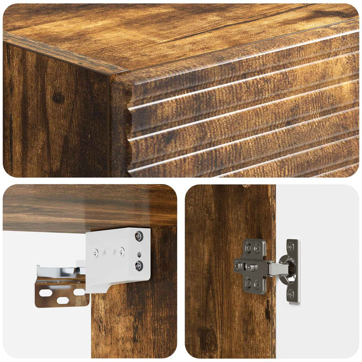 Skab Sæt 2 stk. 33 x 34,5 x 90 cm Konstrueret træ Røget eg