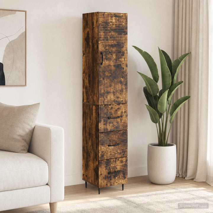 Skab Sæt 2 stk. 33 x 34,5 x 90 cm Konstrueret træ Røget eg