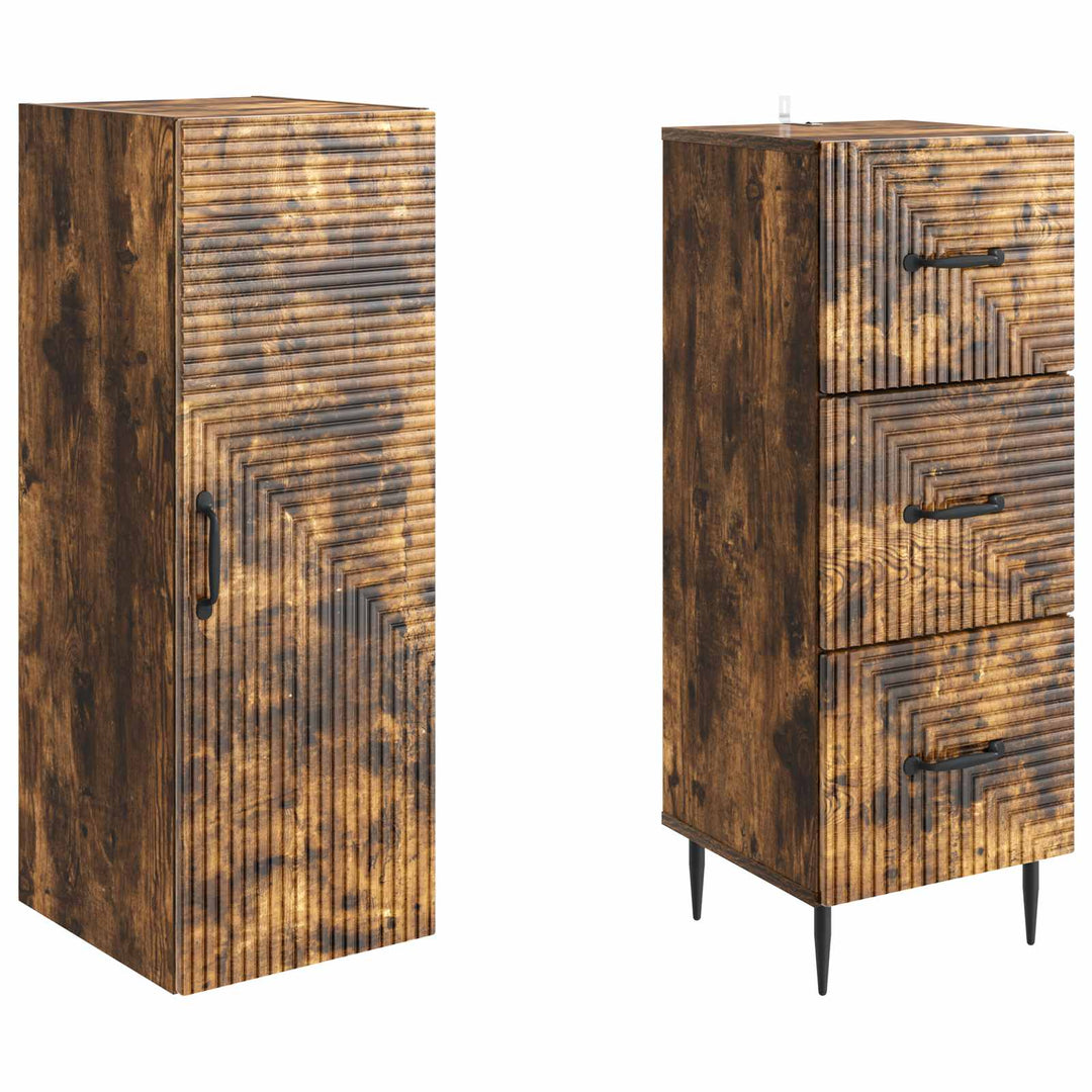Skab Sæt 2 stk. 33 x 34,5 x 90 cm Konstrueret træ Røget eg