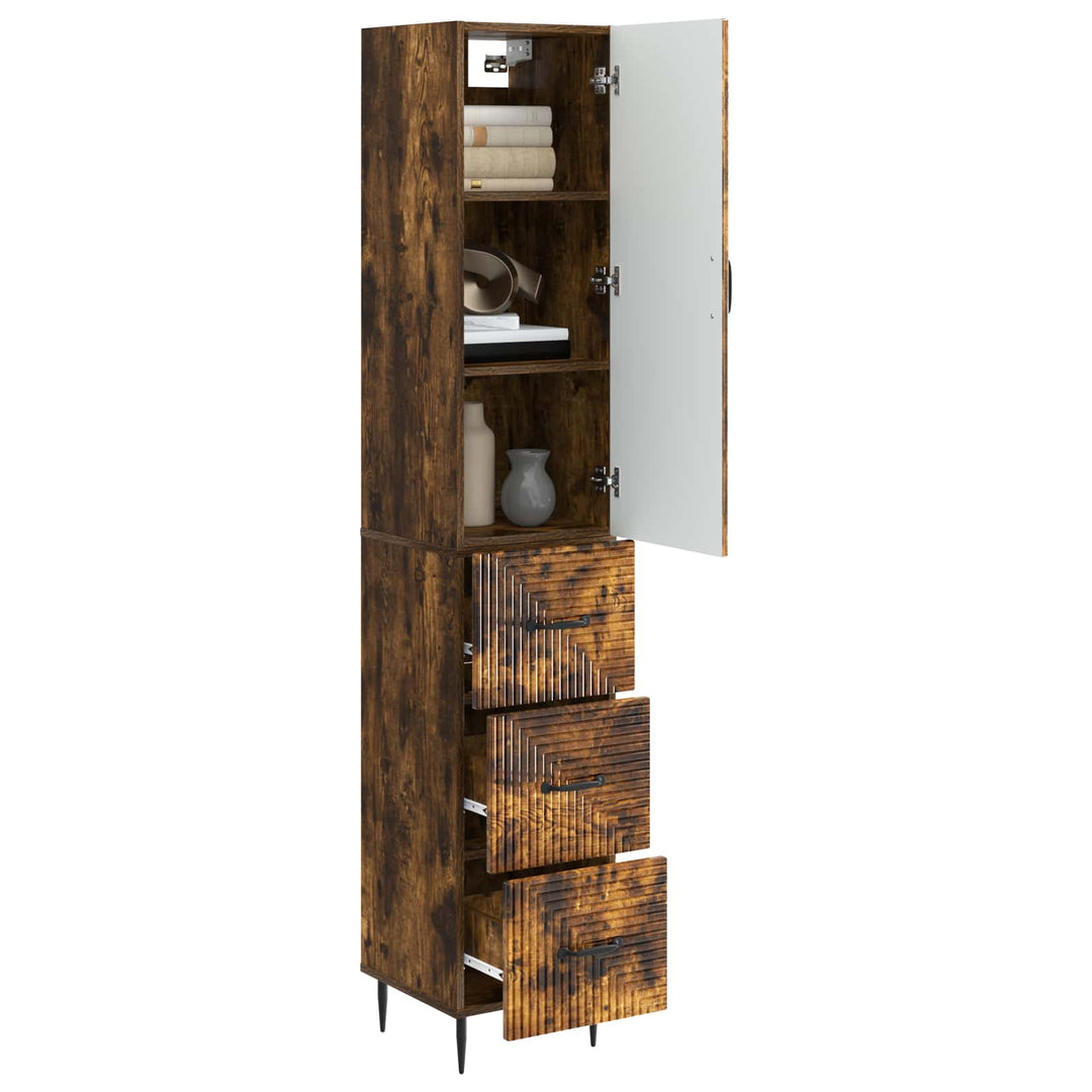 Skab Sæt 2 stk. 33 x 34,5 x 90 cm Konstrueret træ Røget eg