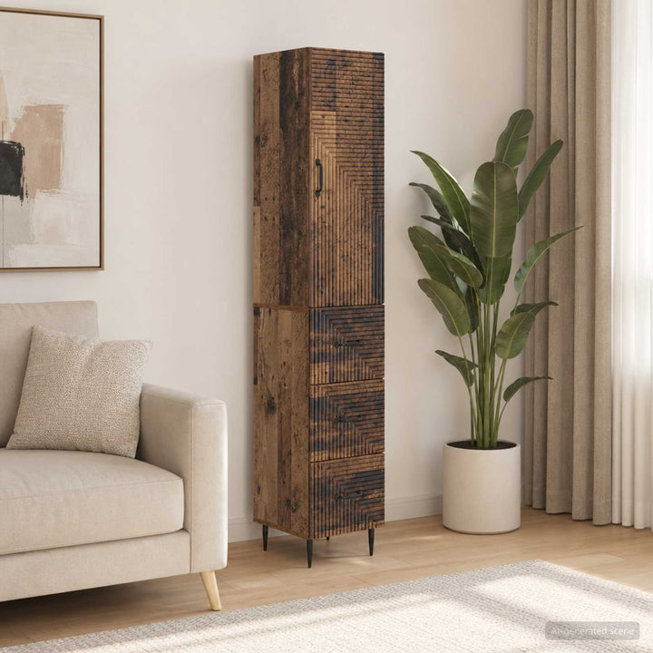Skab Sæt 2 pcs Gammelt træ 33 x 34,5 x 90 cm Konstrueret træ