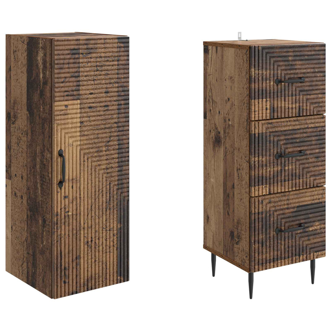 Skab Sæt 2 pcs Gammelt træ 33 x 34,5 x 90 cm Konstrueret træ