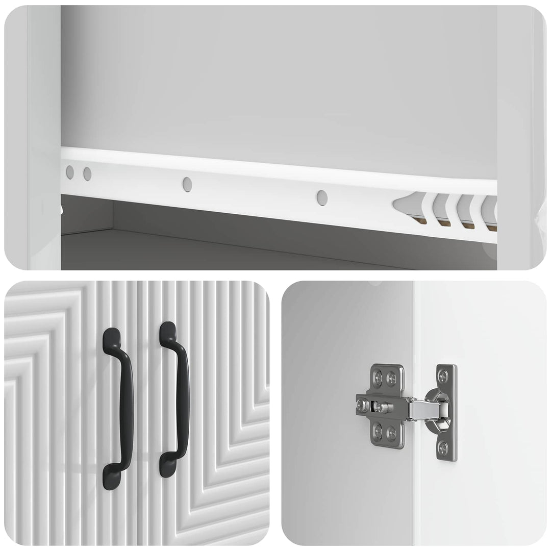 Skab Sæt 2 pcs Hvid højglans 66 x 34,5 x 89,5 cm