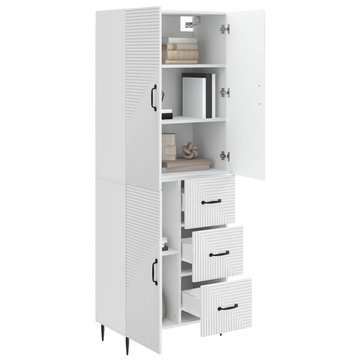 Skab Sæt 2 pcs Hvid højglans 66 x 34,5 x 89,5 cm