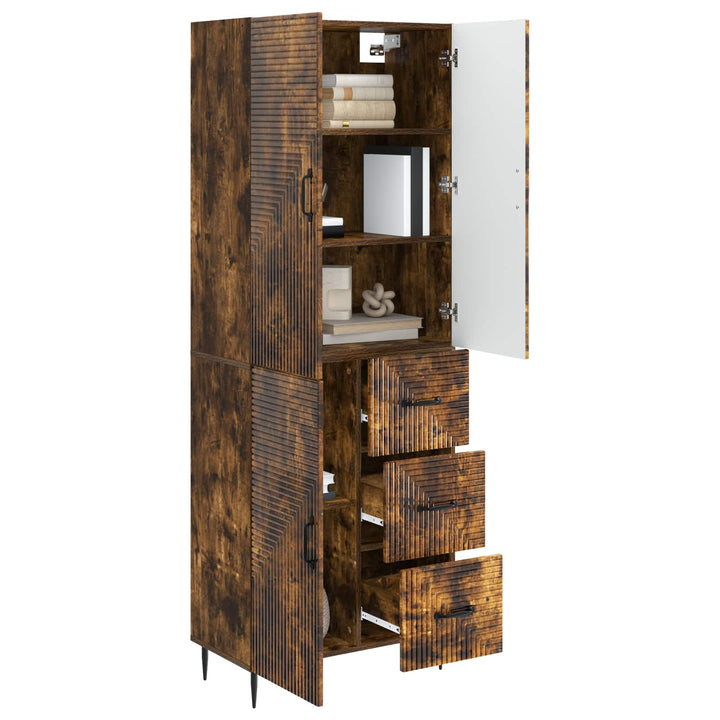 Skab Sæt 2 pcs Røget eg 66 x 34,5 x 89,5 cm Konstrueret træ