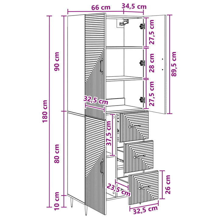 Skab Sæt 2 pcs Røget eg 66 x 34,5 x 89,5 cm Konstrueret træ