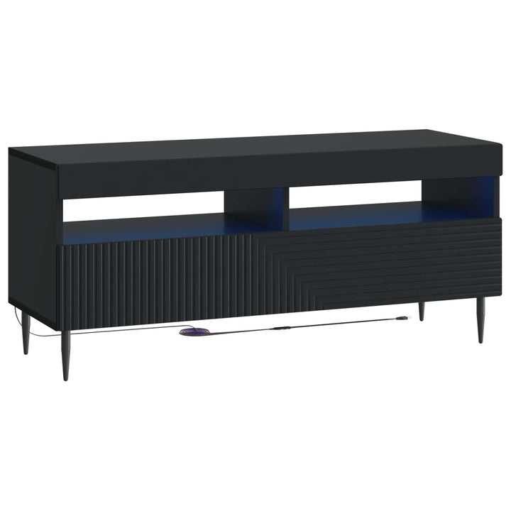 3-delt LED TV Skab Sort Konstrueret træ