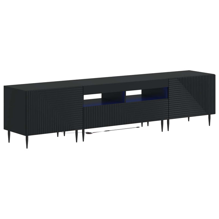3-delt LED TV Skab Sort Konstrueret træ