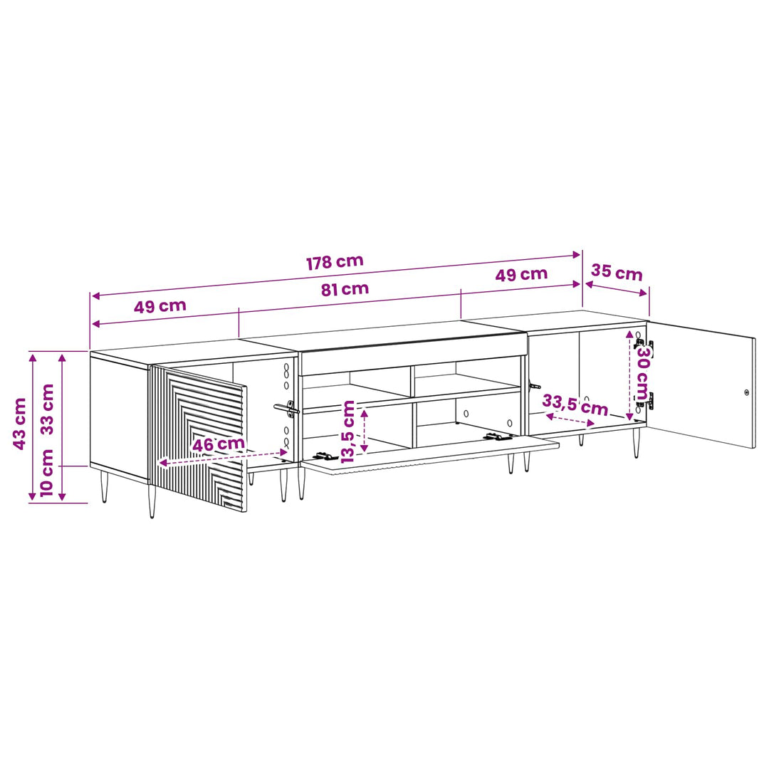 3-delt LED TV Skab Artisan-eg Konstrueret træ