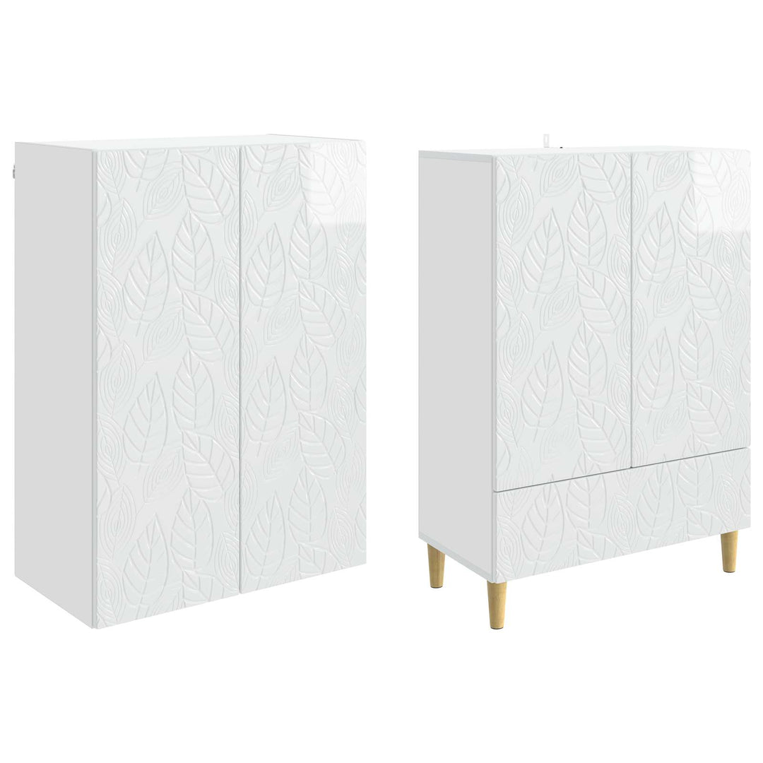 Skab Sæt 2 stk. Hvid højglans Konstrueret træ