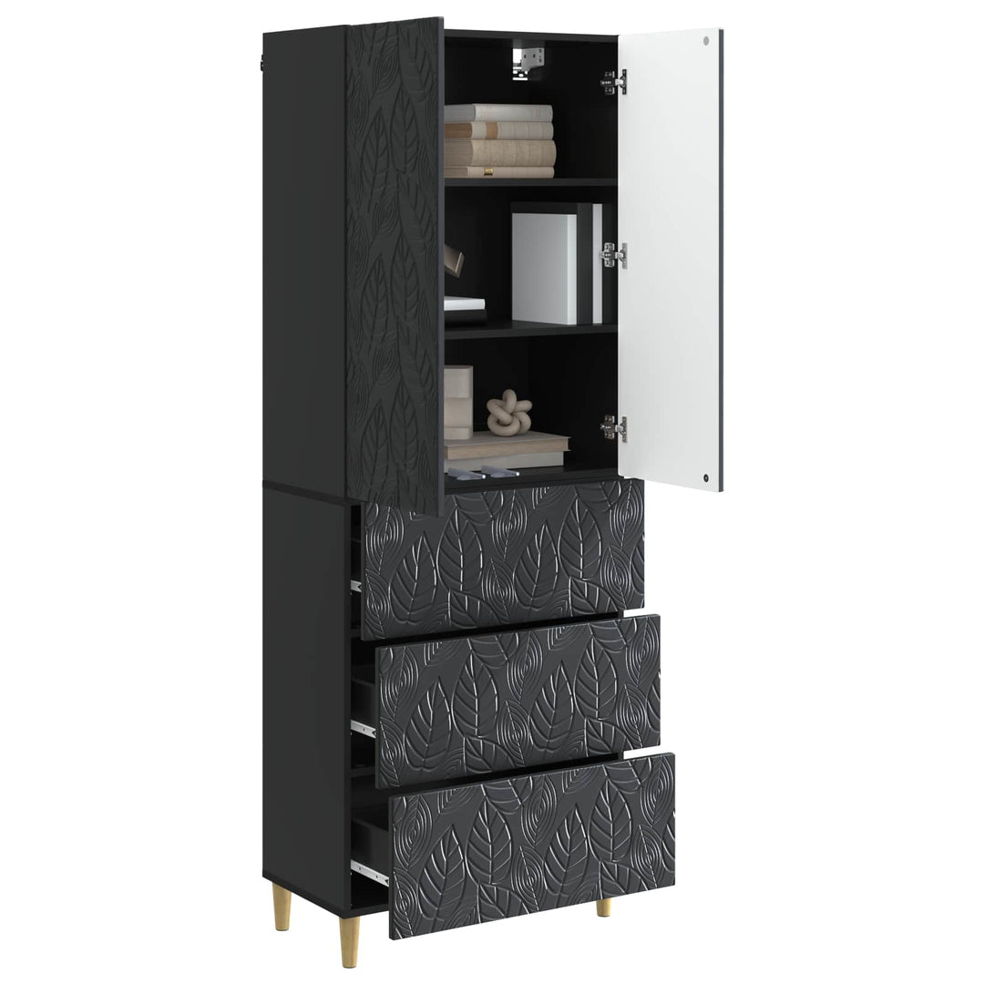 Skab Sæt 2 pcs Sort 66 x 34,5 x 90 cm Konstrueret træ