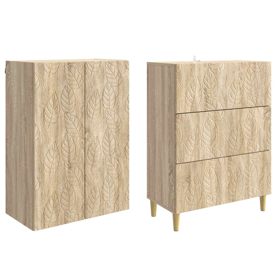 Skab Sæt 2 pcs Sonoma-eg 66 x 34,5 x 90 cm Konstrueret træ