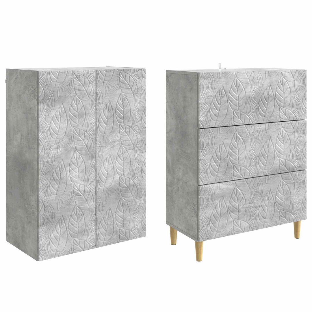 Skab Sæt 2 pcs Betongrå 66 x 34,5 x 90 cm Konstrueret træ