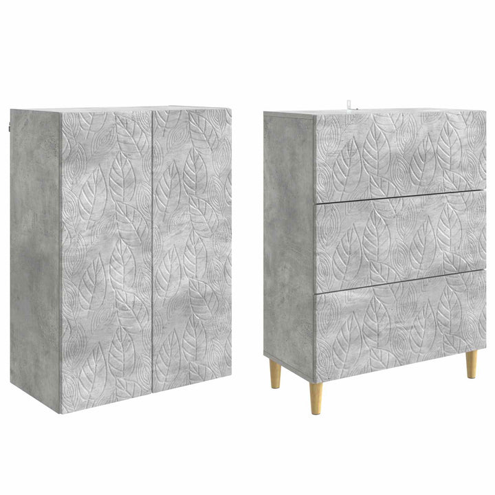Skab Sæt 2 pcs Betongrå 66 x 34,5 x 90 cm Konstrueret træ