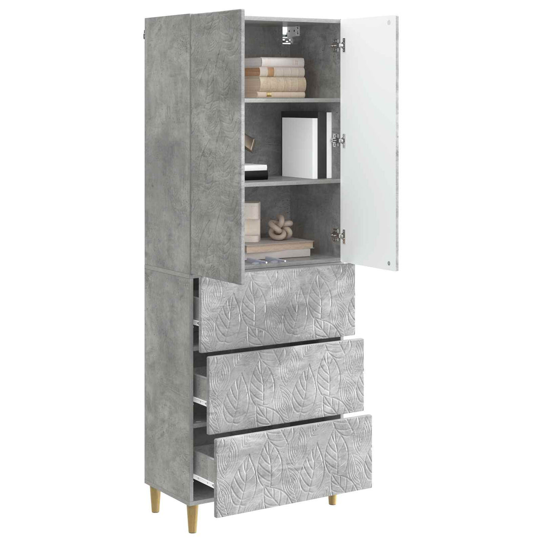 Skab Sæt 2 pcs Betongrå 66 x 34,5 x 90 cm Konstrueret træ