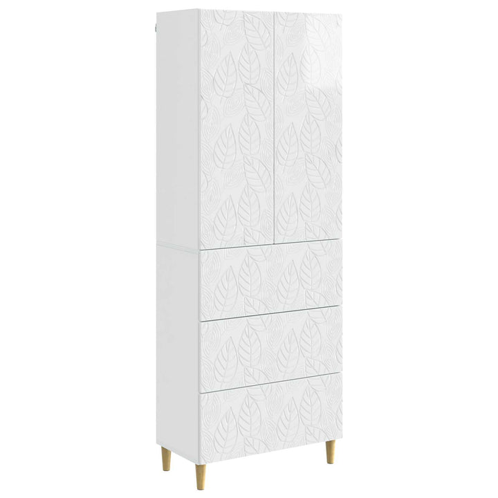 Skab Sæt 2 pcs Hvid højglans 66 x 34,5 x 90 cm Konstrueret træ